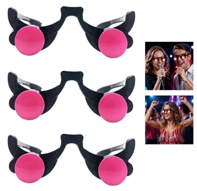 Produktbild von Leuchtende LED Partybrillen 3er-Set, ABS Partybrille mit rosa Kreis-Motiv, für Halloween, Fasching, Disco und Partys