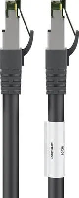 Produktbild von RJ45 Netzwerkkabel S/FTP (PiMF), mit CAT 8 Rohkabel, Schwarz, 1m
