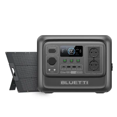 Obrázek produktu pro BLUETTI Elite 100 V2 + 100W přenosná elektrocentrála, 1024Wh záložní baterie s 2 1800W AC výstupy, solární generátor pro kempování, výpadky proudu