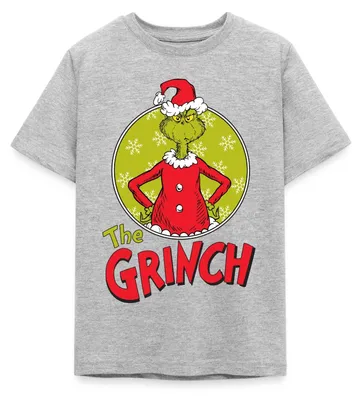 Produktbild von Spreadshirt Der Grinch Logo The Grinch Teenager T-Shirt, 134/146 (9-11 Jahre), Grau meliert