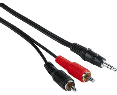 Obrázok produktu pre Hama 3.5mm jack to 2x RCA, 5m, 3.5mm, Samec, 2 x RCA, Samec, 5 m, Čierna