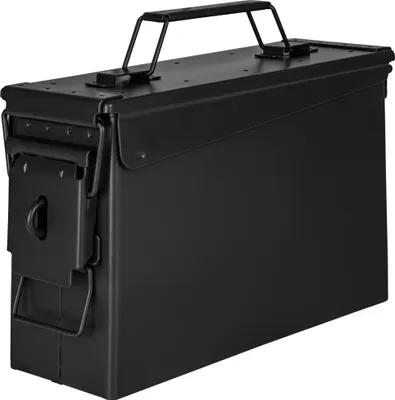 Obrázok produktu pre Trucky muničný box muničný box kovový box kovový box muničný box úložný box s vekom 28 x 10 x 18 cm armáda čierny kov