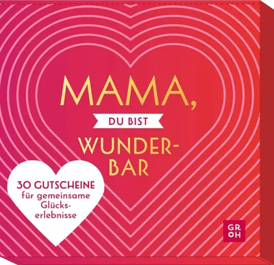 Produktbild von Gutscheinbox Mama, du bist wunderbar, 30 Gutscheine für Mikroabenteuer, 5 personalisierbare Karten