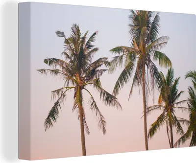 Produktbild von OneMillionCanvasses® - Leinwandbilder - 140x90 cm, Palmen - Sommer - Pastell, Wandbilder Kunstdruck Wanddekoration - Foto auf Leinwand - Gemälde auf Holzrahmen