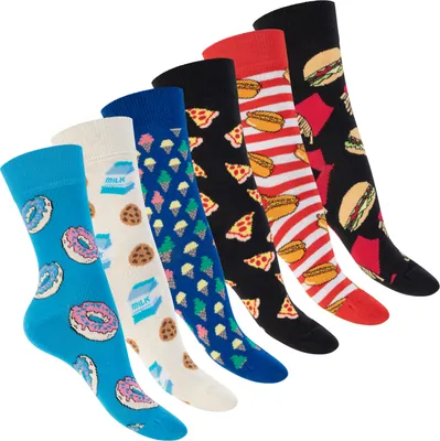 Produktbild von Footstar Bunte Phantasie-Socken für Frauen & Männer (6 Paar) Lustige Baumwollsocken - Sweetfood
