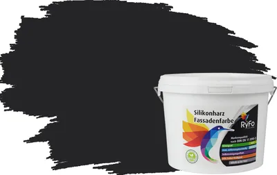 Produktbild von RyFo Colors Silikonharz Fassadenfarbe Lotuseffekt Trend Signalschwarz 3l - bunte Fassadenfarbe, weitere Grau Farbtöne und Größen erhältlich, Deckkraft Klasse 1