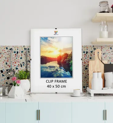 Produktbild von MG Design Cliprahmen Set 5 Stück 40x50 cm - rahmenlos mit Acrylglas & HDF-Rückwand, für Fotos/Poster/Puzzle, hoch/quer
