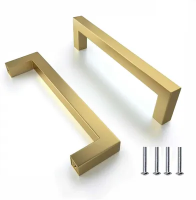 Productafbeelding van 2 Stuks Gouden Meubelgrepen 128mm | RVS Vierkante Kastgrepen voor Keuken en Lades
