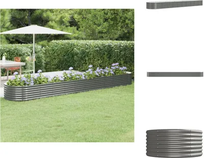 Zdjęcie produktu dla vidaXL Podwyższony kwietnik Stal malowana proszkowo 440x80x36 cm Szary - Donice i doniczki