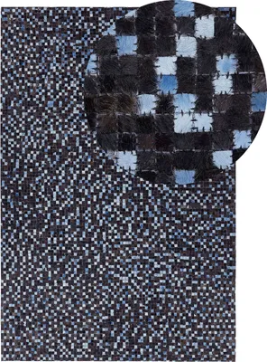 Produktbild von BELIANI Teppich Leder Braun Blau Mosaik 140 x 200 cm Modern