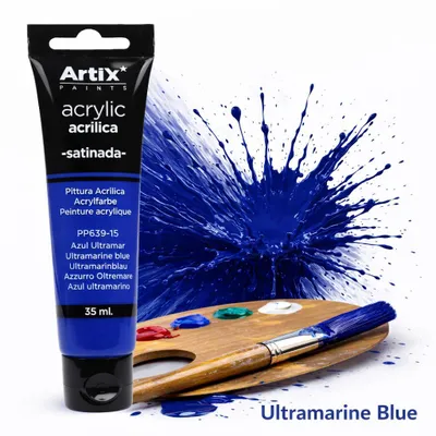 Produktbild von Acrylfarbe Ultramarinblau 35 ml Artix – Satinierte Künstlerfarbe, Hochpigmentiert, Schnelltrocknend