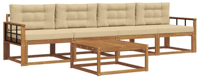 Produktbild von vidaXL Outdoor-Sofagarnitur mit Kissen 5 pcs Natur und Beige