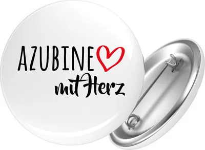 Produktbild von Huuraa Button Azubine mit Herz 59mm rund mit Sicherheitsnadel Ansteckbutton Geschenkidee