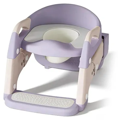 Immagine prodotto di Kinder Toilet Trainer - Sedile per WC 2-in-1 con scaletta - Regolabile, con gradini antiscivolo - Pieghevole - Adatto a bambini dai 4 ai 6 anni - Colore: lilla