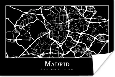 Produktbild von MuchoWow® Poster Madrid - Karte - Stadtplan 60x40 cm - Schlafzimmerdekoration