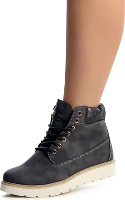 Produktbild von topschuhe24 1257 Damen Worker Boots Stiefeletten Platau Derby, Farbe:Grau, Größe:37 EU