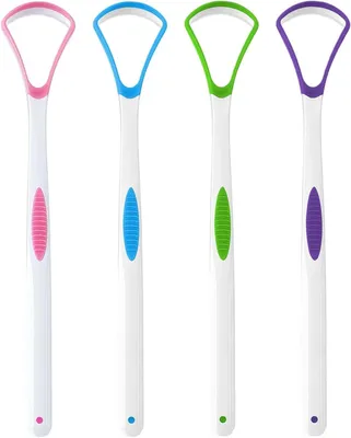 Productafbeelding van Tongschrapers Set - Tongreiniger Mondhygiëne - Frisse Adem Creëren - Ergonomisch Ontwerp - 175 cm - 4 Kleuren