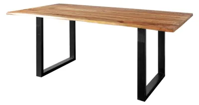 Produktbild von JEPOLO Esstisch Baumkante 160×85 cm, Mangoholz, Kufengestell schwarz