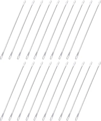 Image de 20 St��ck Aiguille à double chas en métal, 9 Cm Aiguille de transfert, Convient pour le tricot. Conception adaptée qui réduit considérablement le fil. Aiguille ? deux chas pour la couture de serge