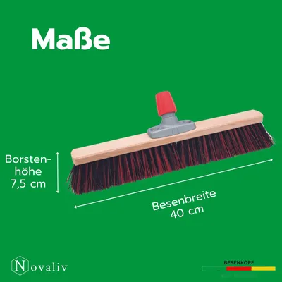 Obrázek produktu pro Novaliv 2x pouliční koště 50 cm s násadou venkovní Arenga-Elaston štětiny Ideální jako koště venkovní zahradní koště tvrdé štětiny s násadou koště na dvůr stabilní koště zametací koště průmyslové koště venkovní koště