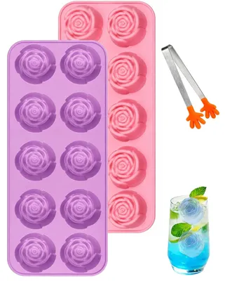 Immagine prodotto di Mini stampo per cubetti di ghiaccio in silicone a forma di rosa, 2 pezzi
