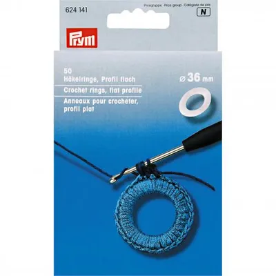 Produktbild von PRYM Häkelringe flach, Kunststoff, Ø 36 mm, weiß