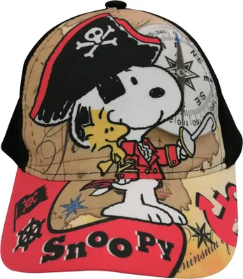 Produktbild von Peanuts Kinder, Coole Jungen Mädchen Kappe Snoopy mit Woodstock Piratenmotiv in schwarz, Größe 50