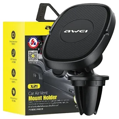 Productafbeelding van Magnetische autohouder Awei X21, bevestiging via ventilatierooster, zwart/zwart
