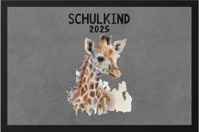 Produktbild von Schulkind 2025 Giraffe Fußmatte Süßes Eichhörnchen Einschulung Geschenk Schulanfang Schuleinführung