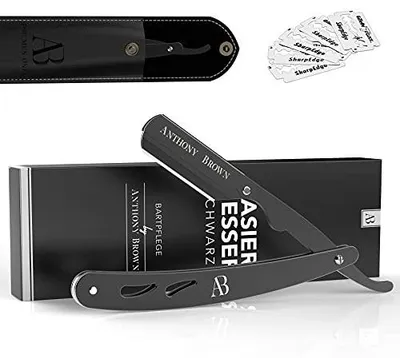 Produktbild von Anthony Brown Rasiermesser Edelstahl mit Wechselklinge und Etui, Schwarz