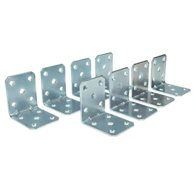 Immagine prodotto di MASTERPROOF PROFESSIONAL Set di angolari forati 50 mm x 50 mm x 40 mm x 2 mm, 8 pezzi, zincati a caldo