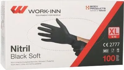 Produktbild von "WORK-INN/PS" Handschuhe, Nitril puderfrei "Black Soft" schwarz Größe XL