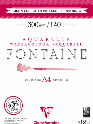 Produktbild von Clairefontaine 5x Aquarellblock 2-seitig geleimt, A4, 12 Blatt weiß 975947C