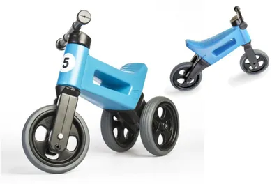 Image de Vélo d'équilibre FUNNY WHEELS Rider Sport bleu 2 en 1, hauteur de selle 28/30 cm, charge maximale 25 kg, à partir de 18 mois, dans un sac