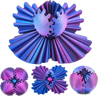 Produktbild von 3D Gear Ball, 3D-Gedruckter Zahnradball, Gear Sphere Das Steampunk Whirling Wonder Fidget Zahnradball Lila