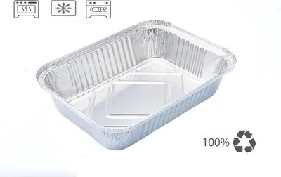 Productafbeelding van Aluminium bakken met deksel voor voedsel, 1900 ml