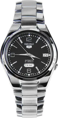 Produktbild von Seiko 5 Automatik Schwarz Zifferblatt Silber Edelstahl Herrenuhr SNK623K1