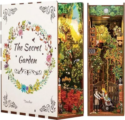 Produktbild von Habarri | DIY Book Nook - Der verzauberte Garten - Puzzle 3D - Miniatur Haus Kit mit Möbeln und LED-Licht - Buch Ecke Kit