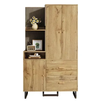 Produktbild von Kompaktgarderoben,Flurgarderobe,Dielenschrank Wandschrank Regal Diele & Flur Kleiderschrank mit gepolsterten Paneelen Schuhschrank