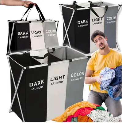 Image de Panier à linge Trio, organisateur de sous-vêtements, organisateur de vêtements, séparateur, pliable, grand