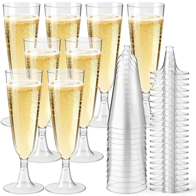 50 Kunststoff-Champagnegläser, unzerbrechlich, BPA-frei, 160 ml