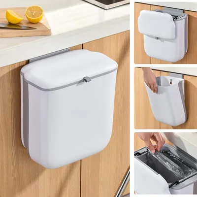 Produktbild von Zusammenklappbarer Mülleimer mit Deckel - 9 L - Weiß - Küche/Badezimmer