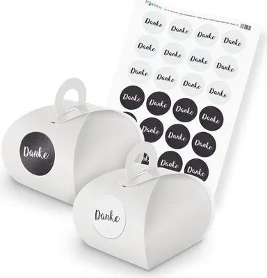 Produktbild von itenga SET Danke Vintage Papier Mix (Motiv 73) 24x Geschenkschachtel mit Griff w