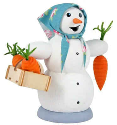 Schneemann Möhrenkorb aus Holz, 13 cm, für Räucherkerzen M