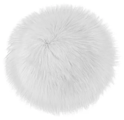 Runder Flauschteppich, Kunstfell, 35 cm, weiß