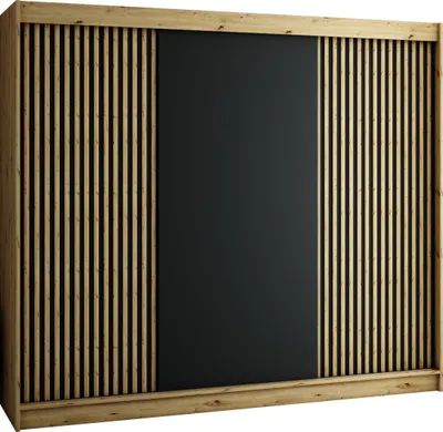 Produktbild von Schwebetürenschrank LAMELO 250 mit Zierstreifen, Kleiderschrank für Schlafzimmer, Modern Design