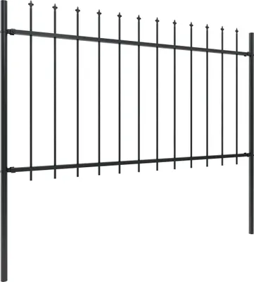 Image de vidaXL Clôture de jardin avec pointes de lance Acier 5,1 x 1 m Noir
