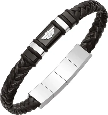 Image de Police Bracelet Homme Wavebreaker Cuir Noir 19 cm PEAGB0040403