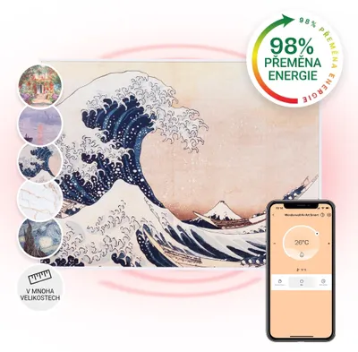 Obrázek produktu pro Klarstein Wonderwall Air Art Smart, infračervený ohřívač, 80 x 60 cm, 500 W, modré vlny