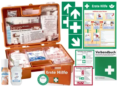 Produktbild von Verbandskoffer (K) Typ CS -INKL. 90° ARR. -Komplettpaket- Erste Hilfe  DIN 13157 (Betriebe) INKL. Hygiene-Gel +Sprühpflaster +Aufkleber +Aushang